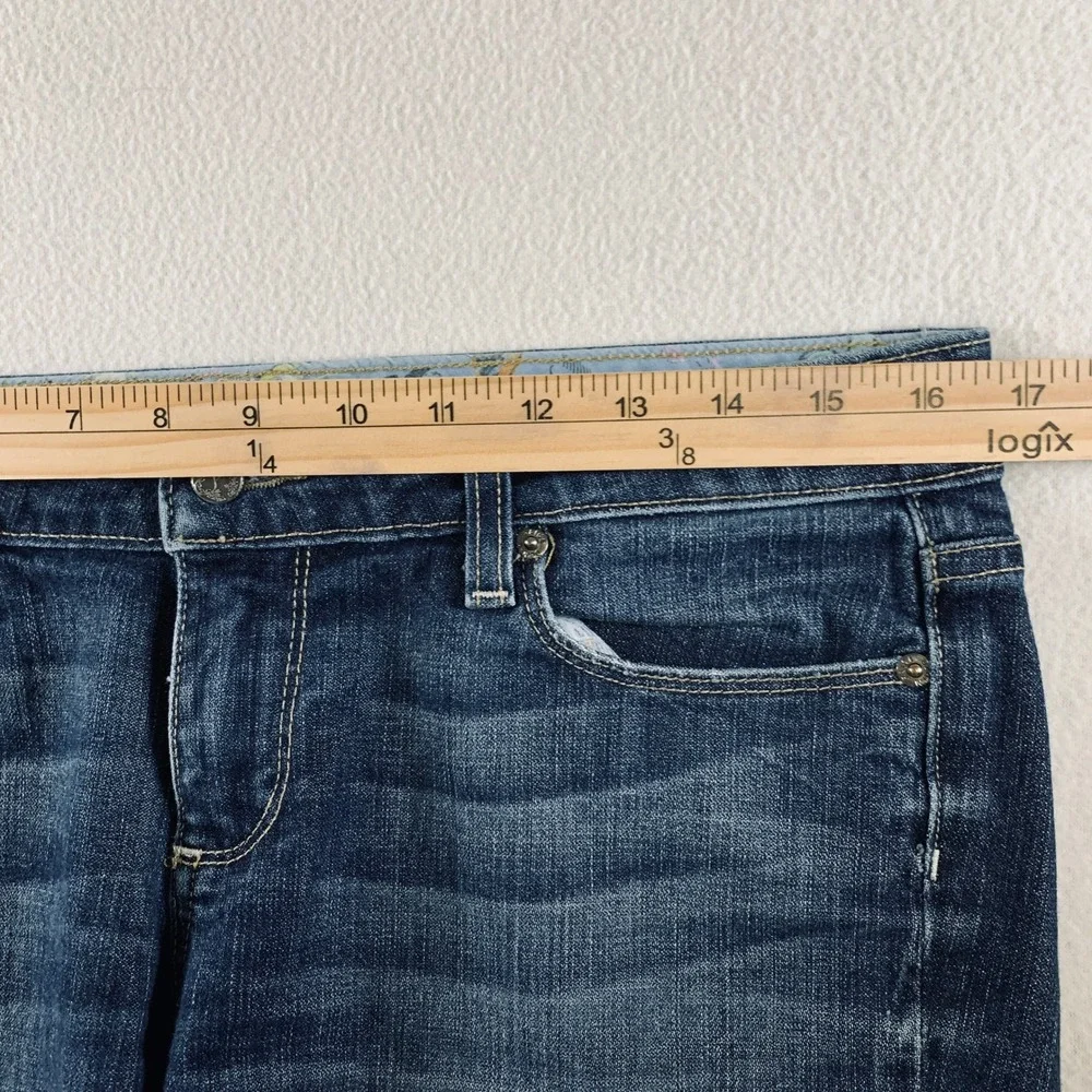 Paige Denim Shorts Women's Size 26 Dark Wash Blue Low‎ Rise Raw Hem 5
